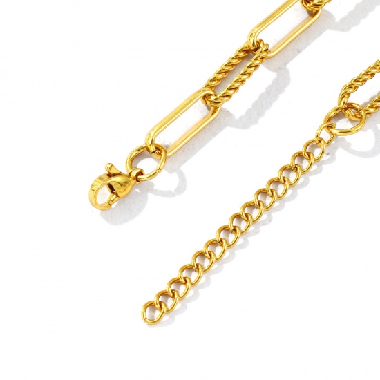 Picture of Wholesale 304 Stainless Steel Paperclip Link Chain Bracelets, 18K Gold Plated Eco-friendly, Women's Simple Stylish Gift Jewelry Supply