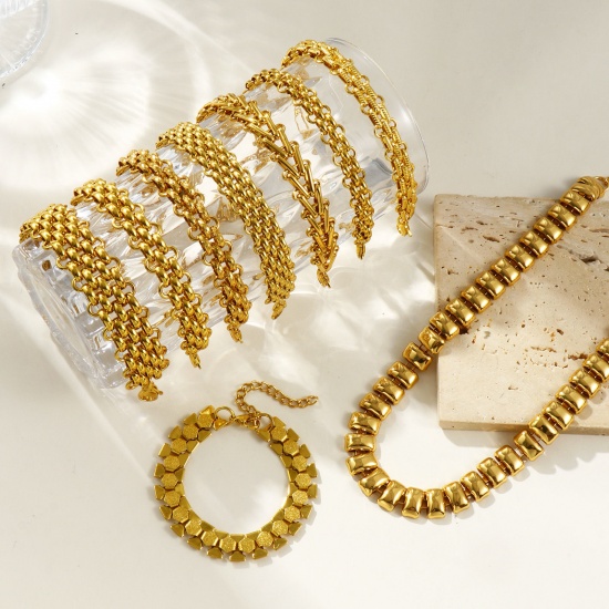 Picture of Wholesale Link Chain Necklace & Bracelet, 18K Gold Plated 304 Stainless Steel, Women's Eco-friendly Simple Stylish Gift Jewelry For Retailer
