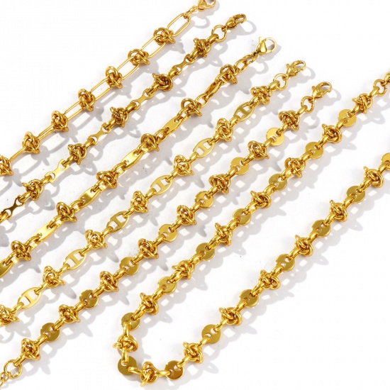 Immagine di Collana & Bracciale All'Ingrosso, Catena a Maglia Fatta a Mano Placcato Oro 18K 304 Acciaio Inossidabile, Donne Ecologico Semplice Elegante Regalo Gioielli Per Rivenditore, 1 Pz