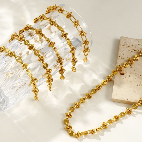 Immagine di Collana & Bracciale All'Ingrosso, Catena a Maglia Fatta a Mano Placcato Oro 18K 304 Acciaio Inossidabile, Donne Ecologico Semplice Elegante Regalo Gioielli Per Rivenditore, 1 Pz