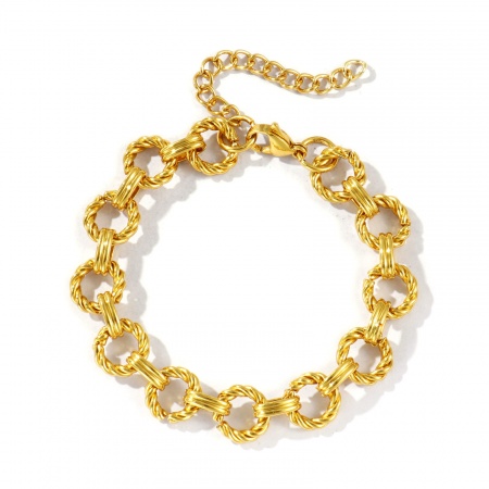 Picture of Wholesale 304 Stainless Steel Link Cable Chain Bracelets, 18K Gold Plated Eco-friendly, Women's Simple Stylish Gift Jewelry Supply