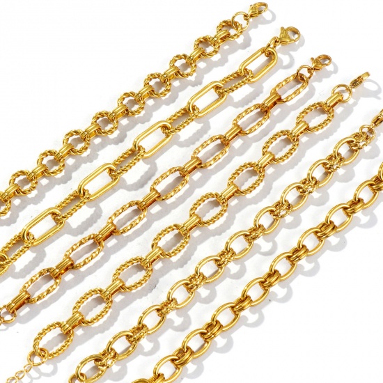 Image de Bracelets En Gros Plaqué Or 18K en 304 Acier Inoxydable, Chaîne Maille Forçat Respectueux de la Nature, aux Femmes Simple À la Mode Cadeau Fournitures de Bijoux 1 Pièce