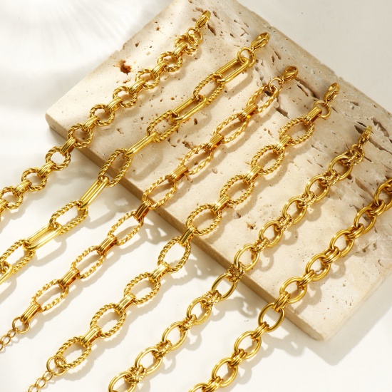 Image de Bracelets En Gros Plaqué Or 18K en 304 Acier Inoxydable, Chaîne Maille Forçat Respectueux de la Nature, aux Femmes Simple À la Mode Cadeau Fournitures de Bijoux 1 Pièce