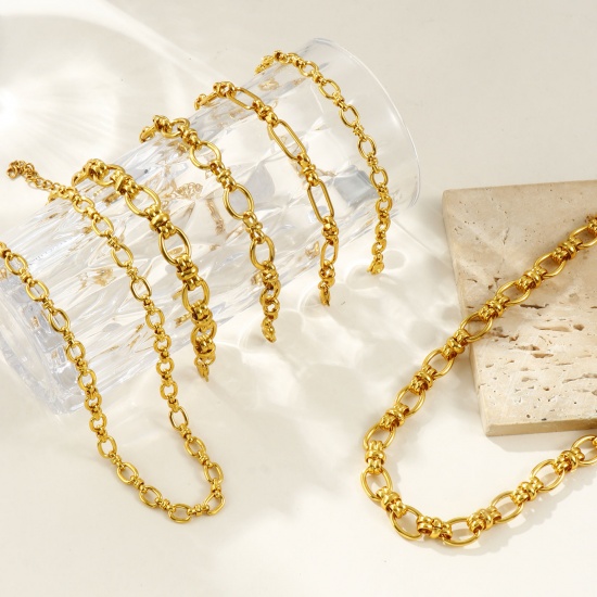Picture of Wholesale Handmade Link Chain Necklace & Bracelet, 18K Gold Plated 304 Stainless Steel, Women's Eco-friendly Simple Stylish Gift Jewelry For Retailer