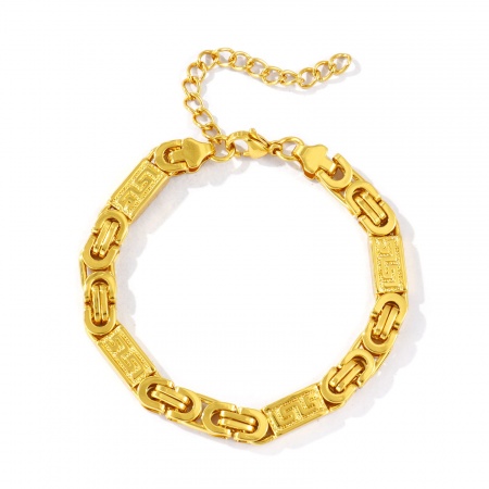 Picture of Wholesale 304 Stainless Steel Byzantine Link Chain Bracelets, 18K Gold Plated Eco-friendly, Women's Simple Stylish Gift Jewelry Supply