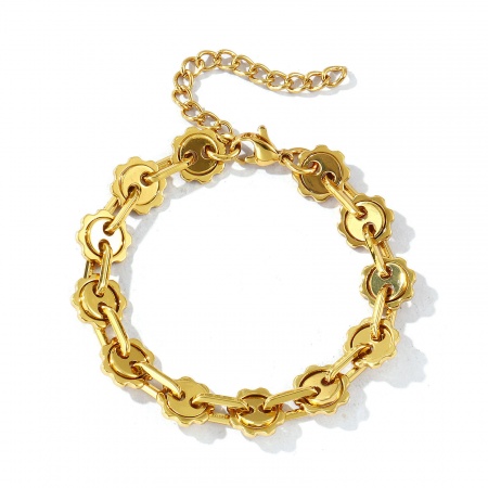 Picture of Wholesale 304 Stainless Steel Handmade Link Chain Bracelets, 18K Gold Plated Eco-friendly, Women's Simple Stylish Gift Jewelry Supply, 17cm(6.7") long