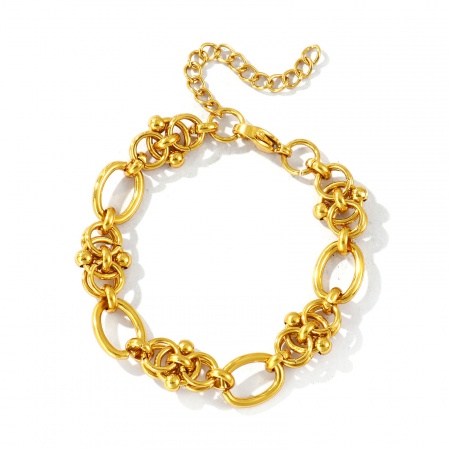Picture of Wholesale 304 Stainless Steel Handmade Link Chain Bracelets, 18K Gold Plated Eco-friendly, Women's Simple Stylish Gift Jewelry Supply