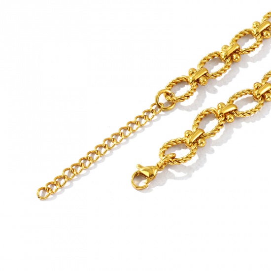 Image de Bracelets En Gros Plaqué Or 18K en 304 Acier Inoxydable, Chaîne à Maillons Faite à la Main Respectueux de la Nature, aux Femmes Simple À la Mode Cadeau Fournitures de Bijoux 1 Pièce