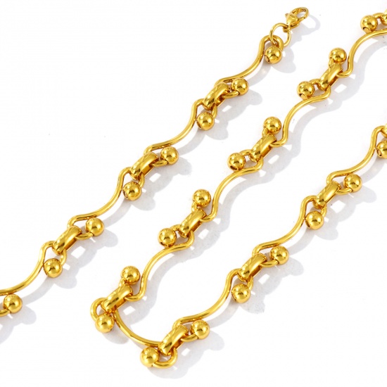 Picture of Wholesale Link Chain Necklace & Bracelet, 18K Gold Plated 304 Stainless Steel, Women's Eco-friendly Simple Stylish Gift Jewelry For Retailer