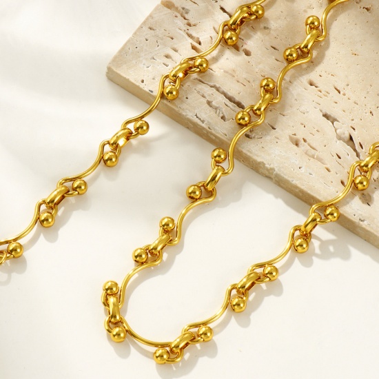 Picture of Wholesale Link Chain Necklace & Bracelet, 18K Gold Plated 304 Stainless Steel, Women's Eco-friendly Simple Stylish Gift Jewelry For Retailer