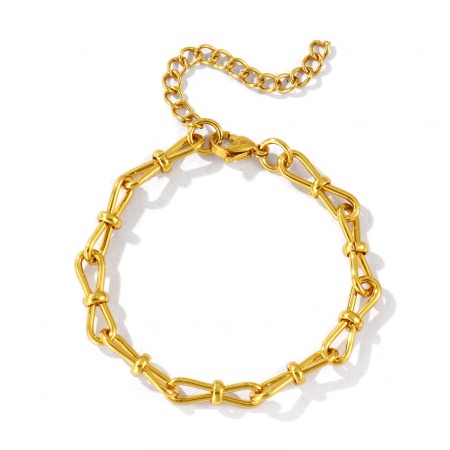 Immagine di 304 Acciaio Inossidabile Catena a Forma di 8 Collana & Bracciale All'Ingrosso, Placcato Oro 18K Ecologico, Donne Semplice Elegante Regalo Fornitura di Gioielli, 1 Pz