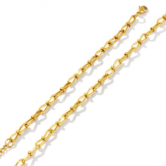 Picture of Wholesale 304 Stainless Steel 8 Shape Chain Necklace & Bracelet, 18K Gold Plated Eco-friendly, Women's Simple Stylish Gift Jewelry Supply