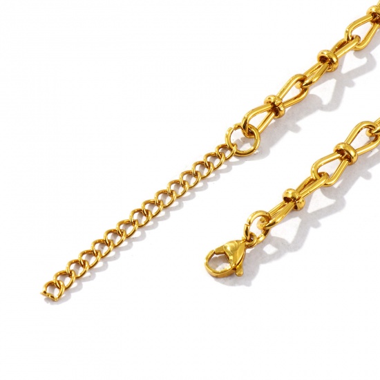 Picture of Wholesale 304 Stainless Steel 8 Shape Chain Necklace & Bracelet, 18K Gold Plated Eco-friendly, Women's Simple Stylish Gift Jewelry Supply