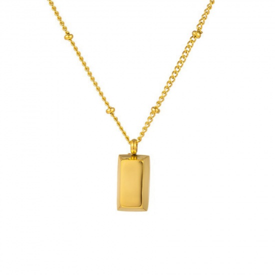 Picture of Wholesale Brick Smooth Blank Pendant Charm Necklace, Multicolor 304 Stainless Steel Women's Eco-friendly Simple Retro Gift Jewelry For Retailer, 40cm(15.7") + 5cm(2") long