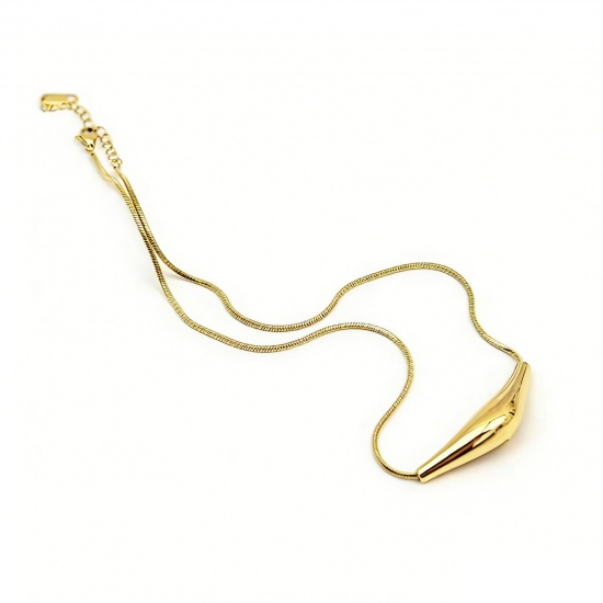 Picture of Wholesale Curved Tube Pendant Charm Necklace, Multicolor 304 Stainless Steel Women's Eco-friendly Hip-Hop Retro Gift Jewelry For Retailer, 40cm(15.7") + 5cm(2") long