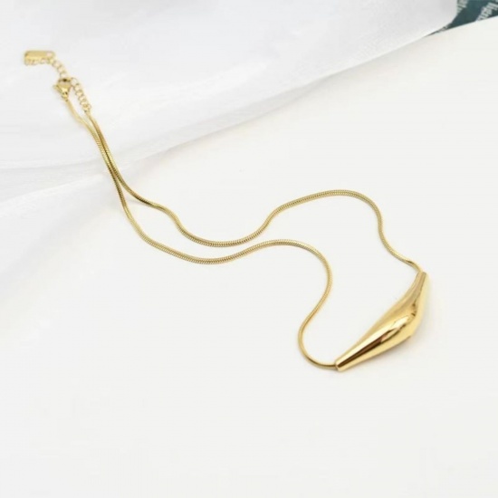 Picture of Wholesale Curved Tube Pendant Charm Necklace, Multicolor 304 Stainless Steel Women's Eco-friendly Hip-Hop Retro Gift Jewelry For Retailer, 40cm(15.7") + 5cm(2") long