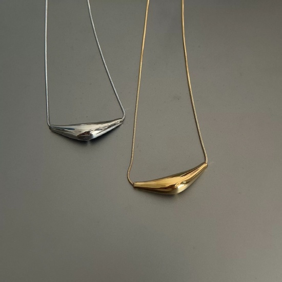Picture of Wholesale Curved Tube Pendant Charm Necklace, Multicolor 304 Stainless Steel Women's Eco-friendly Hip-Hop Retro Gift Jewelry For Retailer, 40cm(15.7") + 5cm(2") long