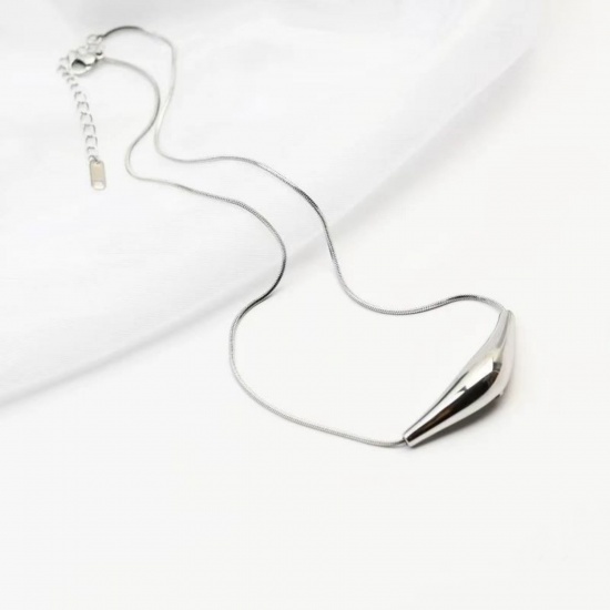 Picture of Wholesale Curved Tube Pendant Charm Necklace, Multicolor 304 Stainless Steel Women's Eco-friendly Hip-Hop Retro Gift Jewelry For Retailer, 40cm(15.7") + 5cm(2") long