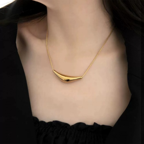 Picture of Wholesale Curved Tube Pendant Charm Necklace, Multicolor 304 Stainless Steel Women's Eco-friendly Hip-Hop Retro Gift Jewelry For Retailer, 40cm(15.7") + 5cm(2") long