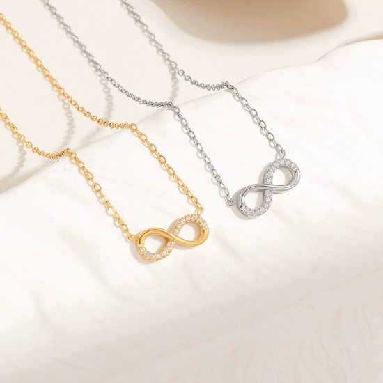 Picture of Wholesale Infinity Symbol Pendant Charm Necklace, Multicolor 304 Stainless Steel Women's Eco-friendly Exquisite Retro Gift Jewelry For Retailer, 40cm(15.7") + 5cm(2") long