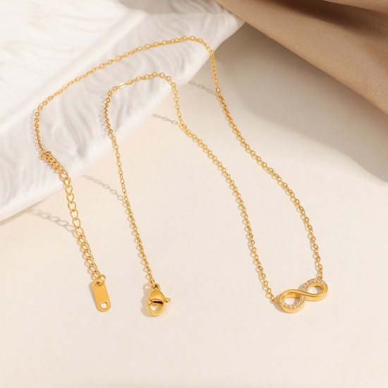 Picture of Wholesale Infinity Symbol Pendant Charm Necklace, Multicolor 304 Stainless Steel Women's Eco-friendly Exquisite Retro Gift Jewelry For Retailer, 40cm(15.7") + 5cm(2") long