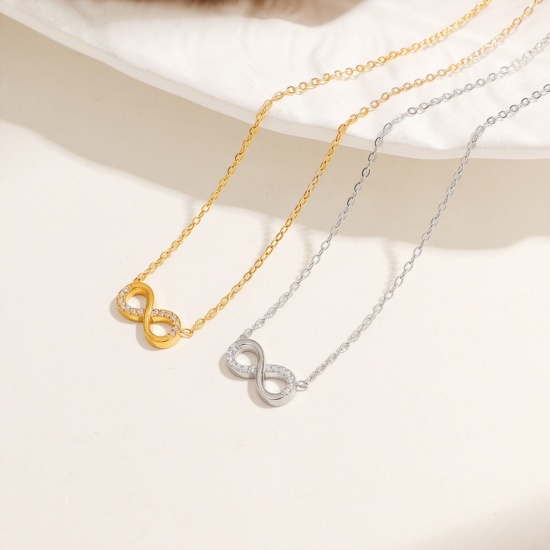 Picture of Wholesale Infinity Symbol Pendant Charm Necklace, Multicolor 304 Stainless Steel Women's Eco-friendly Exquisite Retro Gift Jewelry For Retailer, 40cm(15.7") + 5cm(2") long