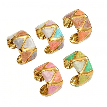 Picture of Wholesale Women's Gift Geometric Open Rings, 18K Gold Plated 304 Stainless Steel, PVD Vacuum Plating Ins Style Stylish Jewelry Supply, 16mm(US size 5.25)