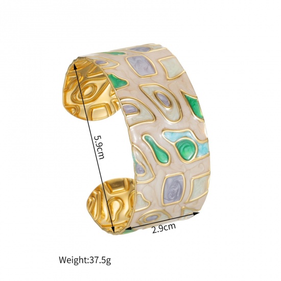 Picture of Wholesale Multicolor Enamel 304 Stainless Steel Bangles Bracelets, 18K Gold Plated PVD Vacuum Plating, Women's Exquisite Stylish Gift Jewelry Supply, 5.9cm Dia.