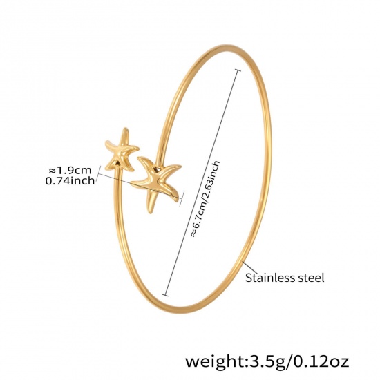 Immagine di Stella di Mare Insetto 304 Acciaio Inossidabile Aprire Braccialetti All'Ingrosso, Placcato Oro 18K Placcatura Sottovuoto PVD, Donne Stile Ins Elegante Regalo Fornitura di Gioielli, 1 Pz