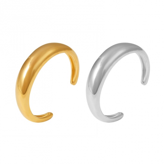 Picture of Wholesale C Shaped Smooth Blank 304 Stainless Steel Open Cuff Bangles Bracelets, PVD Vacuum Plating, Women's Exquisite Stylish Gift Jewelry Supply, 6cm Dia.