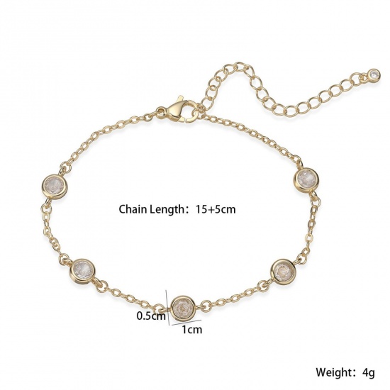 Imagen de Claro Circón Artificial Latón Pulsera de Estación Al Por Mayor, Multicolor Mujeres Sencillo Elegante Regalo Suministro de Joyería, 15cm + 5cm longitud, 1 Unidad