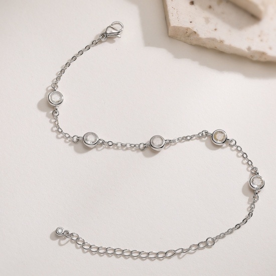 Imagen de Claro Circón Artificial Latón Pulsera de Estación Al Por Mayor, Multicolor Mujeres Sencillo Elegante Regalo Suministro de Joyería, 15cm + 5cm longitud, 1 Unidad