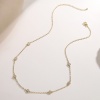 Picture of Wholesale Station Necklace, Multicolor Brass & Cubic Zirconia, Women's Ins Style Stylish Gift Jewelry For Retailer, 45cm(17.7") + 5cm(2") long