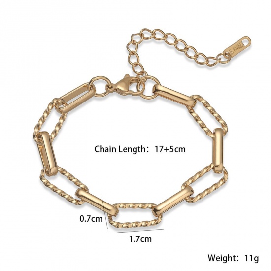 Image de Bracelets En Gros Multicolore en 304 Acier Inoxydable, Chaîne de Trombone Respectueux de la Nature, aux Femmes Exquis À la Mode Cadeau Fournitures de Bijoux 17cm + 5cm long, 1 Pièce