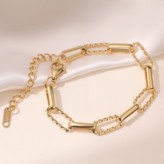Image de Bracelets En Gros Multicolore en 304 Acier Inoxydable, Chaîne de Trombone Respectueux de la Nature, aux Femmes Exquis À la Mode Cadeau Fournitures de Bijoux 17cm + 5cm long, 1 Pièce