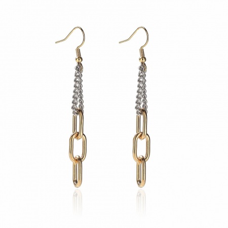 Immagine di Stile Ins Elegante Nappa Orecchini All'Ingrosso, Doppio Colore Argento e Placcato Oro 18K 304 Acciaio Inossidabile, Donne Placcatura Sottovuoto PVD Regalo Fornitura di Gioielli, 1 Paio