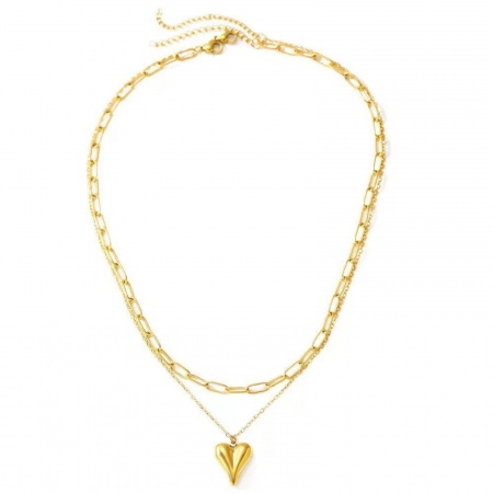 Picture of Wholesale Heart Multilayer Layered Necklace, Multicolor 304 Stainless Steel Paperclip Link Chain, Women's Eco-friendly Valentine's Day Stylish Gift Jewelry For Retailer