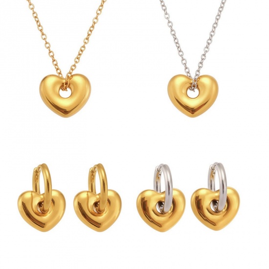 Picture of Wholesale Heart Necklace & Earrings, Multicolor 304 Stainless Steel Women's Eco-friendly Valentine's Day Stylish Gift Jewelry For Retailer