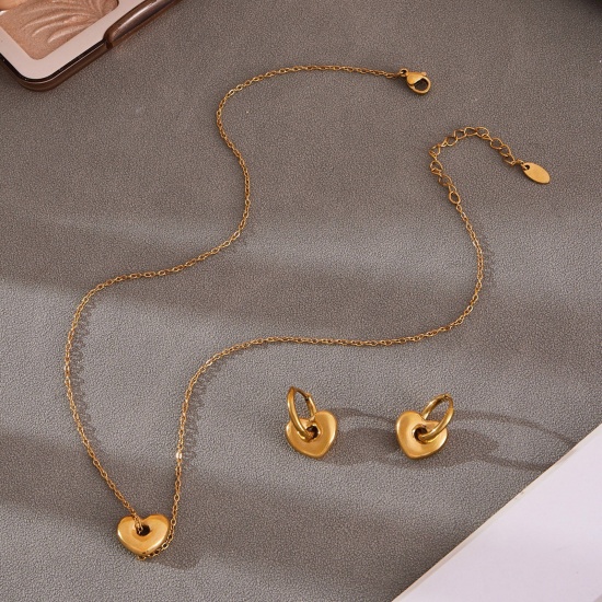 Picture of Wholesale Heart Necklace & Earrings, Multicolor 304 Stainless Steel Women's Eco-friendly Valentine's Day Stylish Gift Jewelry For Retailer