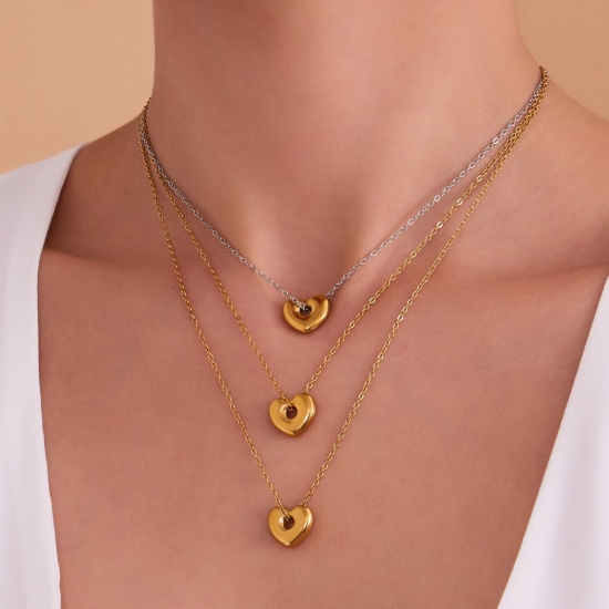 Picture of Wholesale Heart Necklace & Earrings, Multicolor 304 Stainless Steel Women's Eco-friendly Valentine's Day Stylish Gift Jewelry For Retailer