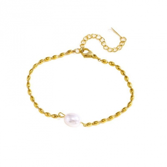 Picture of Wholesale 304 Stainless Steel Bracelets, 18K Gold Plated Eco-friendly PVD Vacuum Plating, Women's Simple Stylish Gift Jewelry Supply