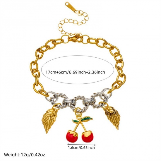 Picture of Wholesale 304 Stainless Steel Charm Bracelets, Silver Tone & 18K Gold Plated Eco-friendly PVD Vacuum Plating, Women's Stylish Gift Jewelry Supply