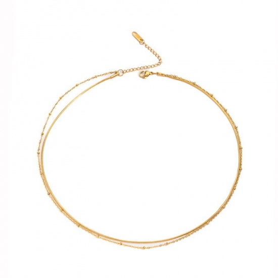 Picture of Wholesale Multilayer Layered Necklace, 18K Gold Plated 304 Stainless Steel Women's Eco-friendly PVD Simple Stylish Gift Jewelry For Retailer