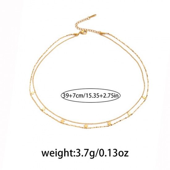 Picture of Wholesale Multilayer Layered Necklace, 18K Gold Plated 304 Stainless Steel Women's Eco-friendly PVD Simple Stylish Gift Jewelry For Retailer