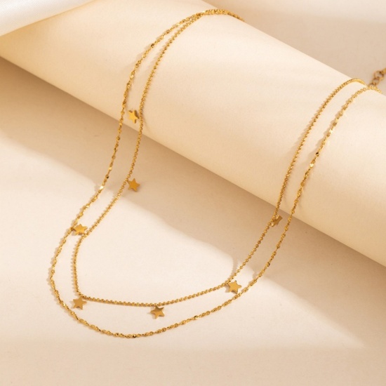 Picture of Wholesale Multilayer Layered Necklace, 18K Gold Plated 304 Stainless Steel Women's Eco-friendly PVD Simple Stylish Gift Jewelry For Retailer