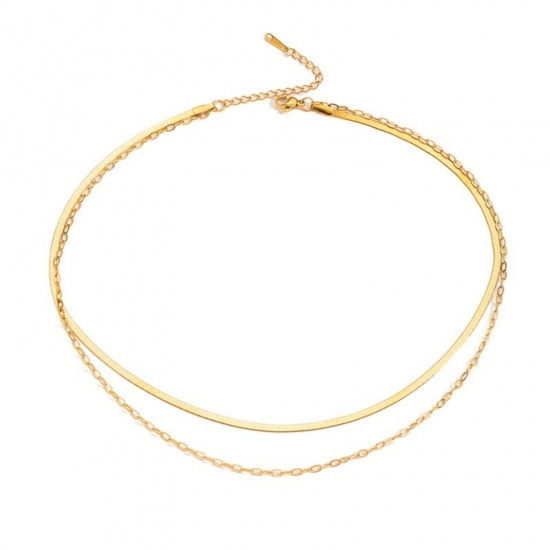 Immagine di Collana All'Ingrosso, Placcato Oro 18K 304 Acciaio Inossidabile, Donne PVD Ecologica Semplice Elegante Regalo Gioielli Per Rivenditore, 1 Pz