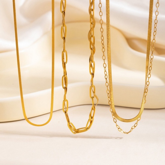 Immagine di Collana All'Ingrosso, Placcato Oro 18K 304 Acciaio Inossidabile, Donne PVD Ecologica Semplice Elegante Regalo Gioielli Per Rivenditore, 1 Pz