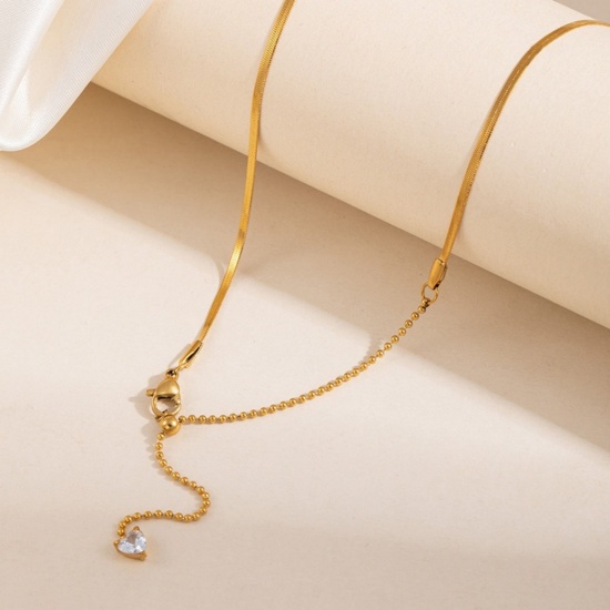 Immagine di Collana All'Ingrosso, Placcato Oro 18K 304 Acciaio Inossidabile, Donne PVD Ecologica Semplice Elegante Regalo Gioielli Per Rivenditore, 1 Pz