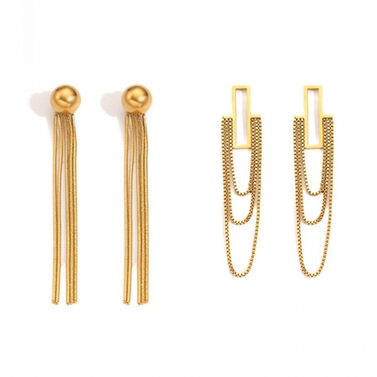 Picture of Wholesale Exquisite Stylish Tassel Earrings, 18K Gold Plated 304 Stainless Steel, Women's Eco-friendly PVD Gift Jewelry Supply