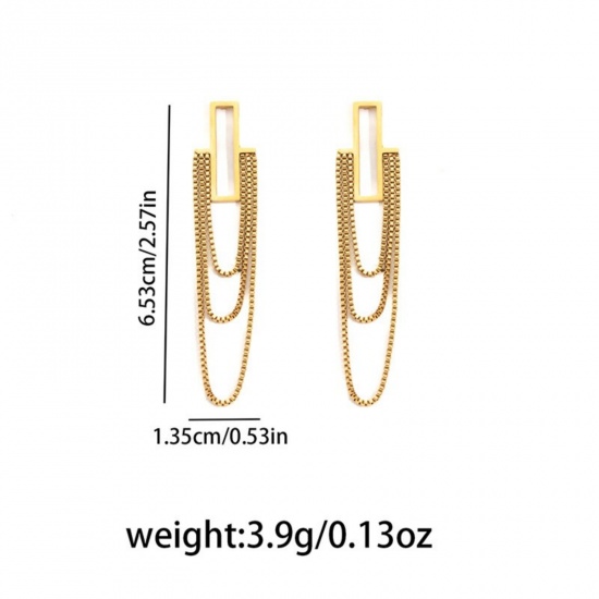 Picture of Wholesale Exquisite Stylish Tassel Earrings, 18K Gold Plated 304 Stainless Steel, Women's Eco-friendly PVD Gift Jewelry Supply